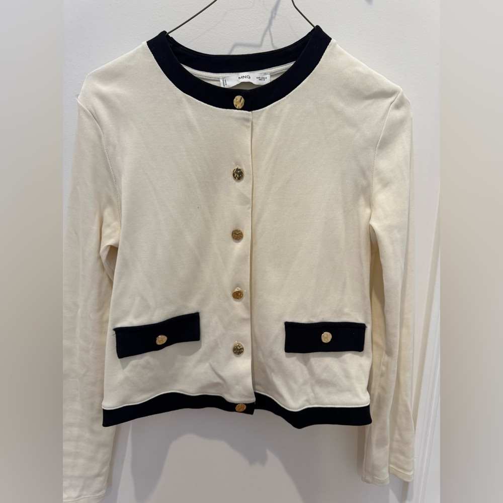 Mango Cream and Black Knit Top